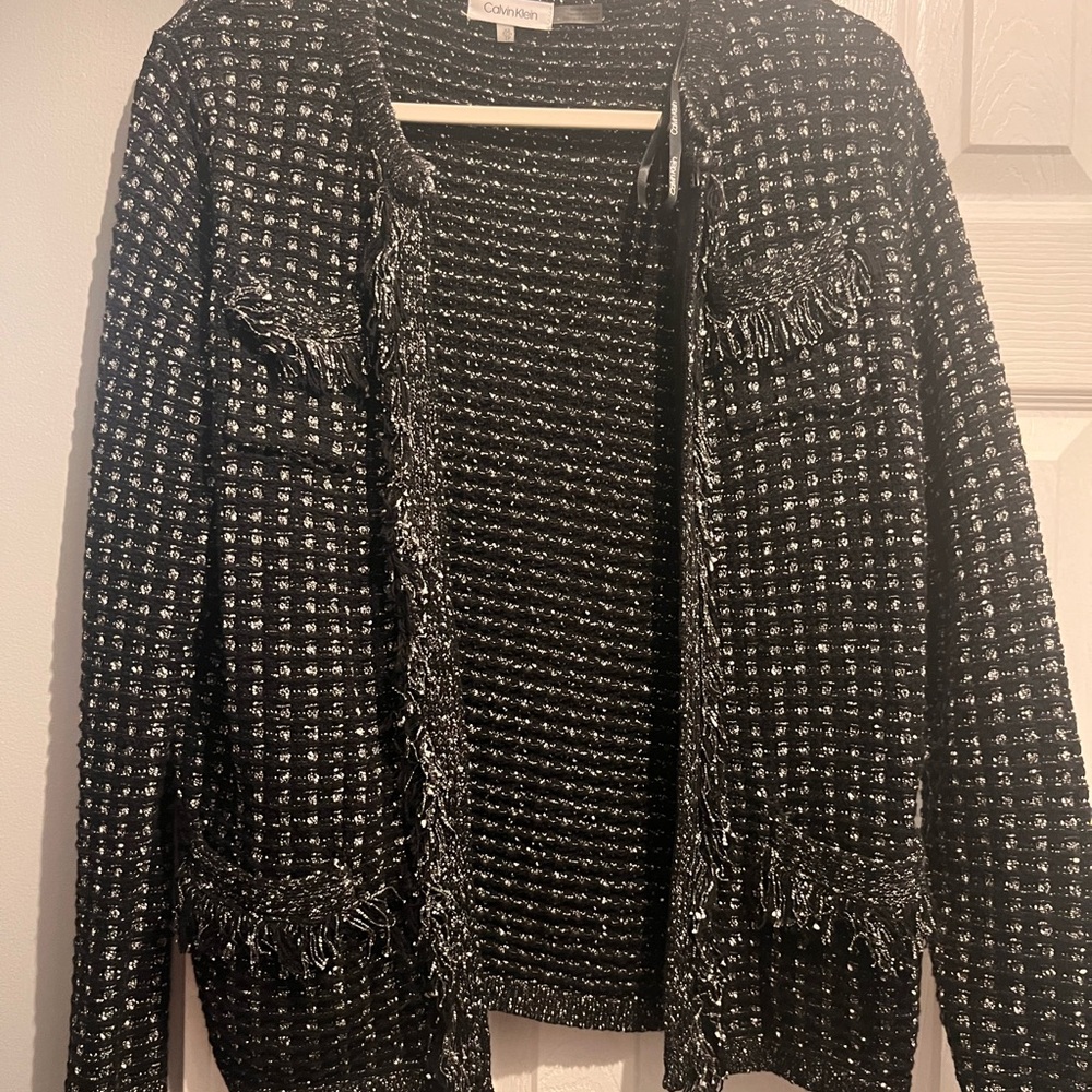 Calvin Klein Women's Black and White Cardigan